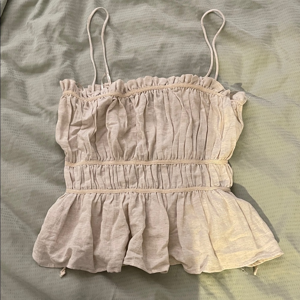 Zara Cream Ruffled Camisole Top